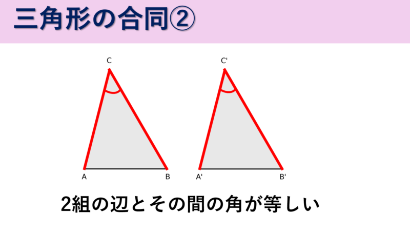 三角形の合同 2組の辺とその間の角が等しい